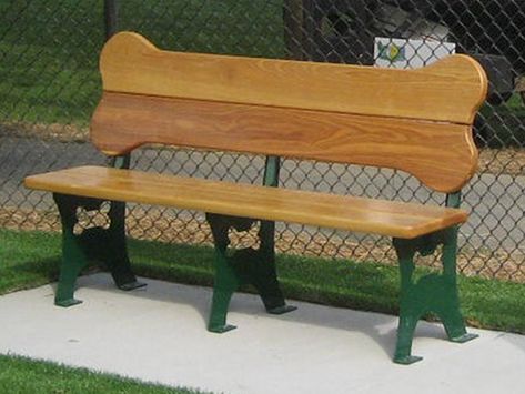 Beautifully handcrafted, our dog bone benches are a cute addition to Pet Friendly Hotels, Veterinary Facilities, Dog Parks and even backyards! The benches are m http://www.coolenews.com/dog-training/ Dog Crate Bench, Dog Park Design, Dog Park Equipment, Park Amenities, Indoor Dog Park, Crate Bench, Dog Boarding Kennels, Dog Kennel Designs, Kennel Ideas