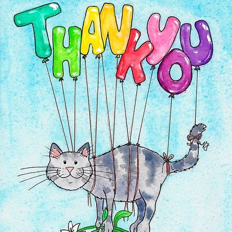 Thank you cat greeting card by Nicole Janes Thank You Cat Images, Cat Thank You, Funny Happy Birthday Messages, Thank You Pictures, Birthday Cat, Cat Greeting Cards, Bday Invitations, Happy Birthday Fun, Adorable Cats