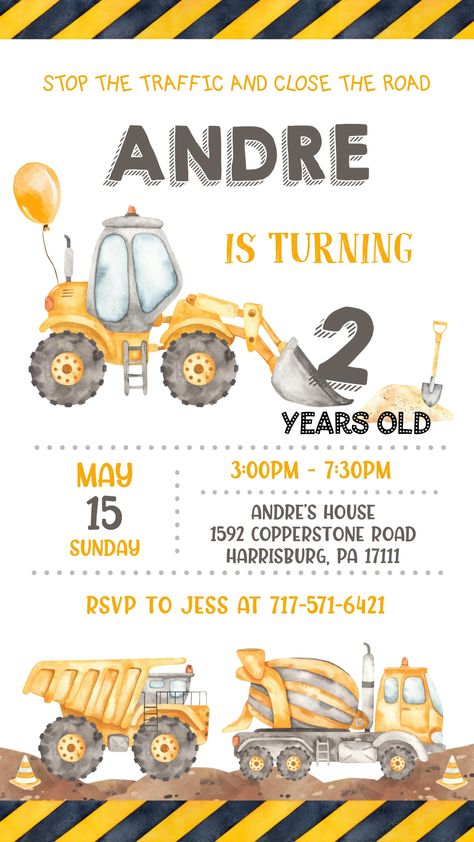 Construction Birthday Party 3, Toddler Boy Birthday, Tractor Birthday Party, Birthday Wishes For Kids, Construction Theme Birthday Party, Construction Theme Party, Boy Birthday Decorations, Car Birthday Theme, Tractor Birthday