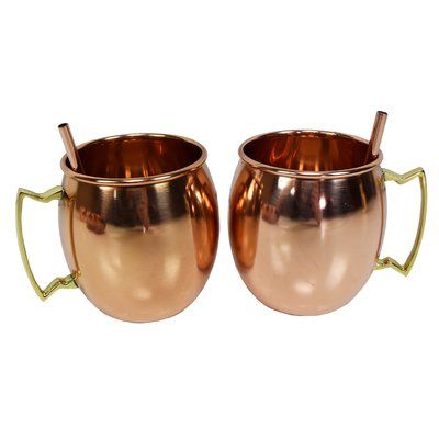 Ivy Bronx Mcentee 17 oz. Mule Mugs Moscow Mule Cups, Copper Mule Mugs, Pineapple Cup, Mug Cups, Copper Moscow Mule Mugs, Drinking Glass Sets, Copper Mugs, Copper Wall, Moscow Mule