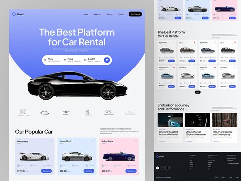 Car Rental Website by Fireart UI/UX for Fireart Studio on Dribbble Rental Car Website, Car Landing Page, Car Website Design, Car Rental Website, Ui Ux Website, Car App, Car Ui, Ux Inspiration, Mobile App Design Inspiration