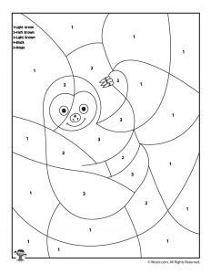 Preschool Color By Number Animal Coloring Pages | Woo! Jr. Kids Activities Sloth Activities For Preschool, Rainforest Animals Preschool, Sloth Activities, Preschool Setup, Rainforest Preschool, Sloth Facts, Rainforest Activities, Sloth Party, Math Coloring Worksheets