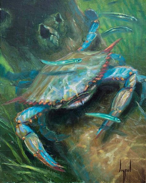 Shark Artwork, Sea Life Wallpaper, Crab Painting, Sea Creatures Art, Sea Life Art, Blue Crab, Sea Art, Chesapeake Bay, A Level Art