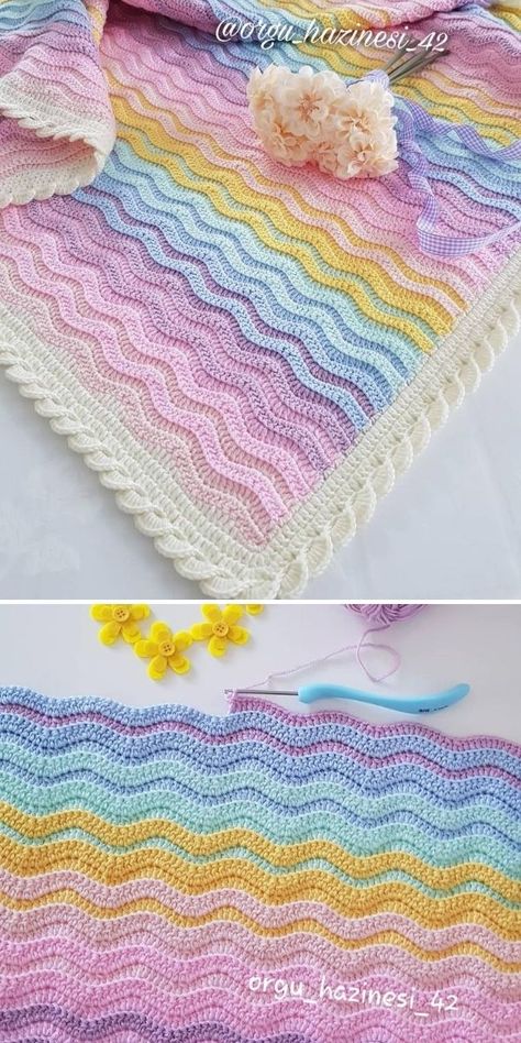 Crochet Ripple Stitch - Free Patterns and Inspiration | Crochetpedia Uncinetto Zig Zag, Ripple Stitch Crochet, Crochet Ripple Pattern, Crocheted Baby Blanket, Ripple Stitch, Crochet Baby Blanket Free Pattern, Crocheted Blanket, Crochet Stitches For Blankets, Blanket Ideas