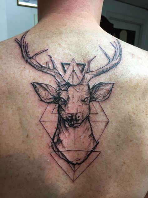 Ink by John Peters of Blue Heron Tattoo, Derry, NH Reindeer Tattoo, Dr Woo Tattoo, Deer Head Tattoo, Deer Tattoo Designs, Stag Tattoo, Hunting Tattoos, Verse Tattoos, Tattoo Magazine, Head Tattoo