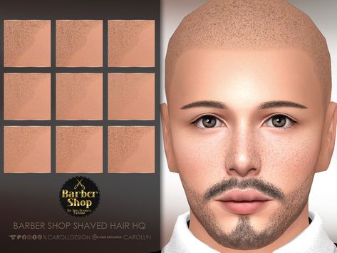 The Sims Resource - Barber Shop Shaved Hair HQ Sims Hair Male, Sims 4 Male Clothes, Half Shaved Hair, Hair Male, Texture Words, Half Shaved, Male Hair, Male Clothes, Bald Hair