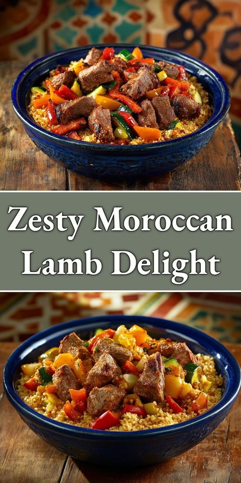 Dive into the vibrant flavors of my Zesty Moroccan Lamb Delight! Tender lamb simmered with colorful vegetables and served over fluffy couscous creates a delightful meal that transports you straight to Morocco. Perfect for impressing guests or enjoying a cozy dinner at home. Let's make your taste buds dance! Homemade Banana Pudding Recipe, Spiced Lamb, Grilled Halibut, Moroccan Cooking, Moroccan Lamb, Lamb Dishes, Tuna Salad Recipe, African Recipes, Colorful Vegetables