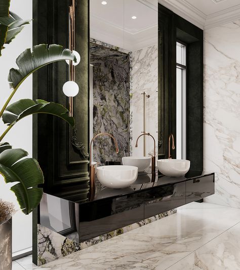 Modern English Bathroom, Classic Guest Bathroom, Luxury Classic Interior, Washroom Tiles Design, Italian Bathroom Design, Bathroom Design Styles, Italian Bathroom, Washroom Decor, Washroom Design