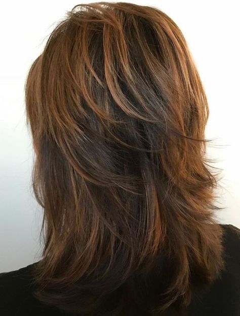 Medium Copper Brown Shag for Thick Hair Modern Shag Haircut, Modern Shag, Medium Shag Haircuts, Shaggy Haircuts, Medium Layered Haircuts, Medium Layered Hair, Shag Hairstyles, Copper Brown, Shag Haircut