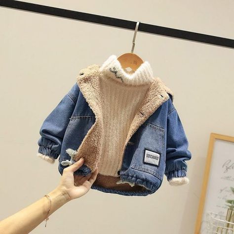 $34 and Free Shipping #babyboyoutfits #babyboyshowerideas #babyboyclothes #babyfashion #babyfashionclothes #BabyAutumnClothes #BabyWinterClothes #CasualStyleBabyClothes #cutebaby #babymodel #babyclothes #blubambin Baby Denim Jacket, Boys Denim Jacket, Boys Winter Coats, Casual Denim Jacket, Denim Baby, Bubble Coat, Denim Jacket Fashion, Hooded Denim Jacket, Baby Fits