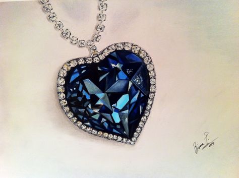 "Titanic" necklace Bianca Paraschiv Drawings "Heart of the ocean" Heart Of The Ocean Tattoo, Titanic Necklace, Chanel Jewelry Necklace, Heart Of The Ocean, Ocean Drawing, Necklace Drawing, Necklace Tattoo, Boho Jewelry Diy, Ariana Grande Drawings