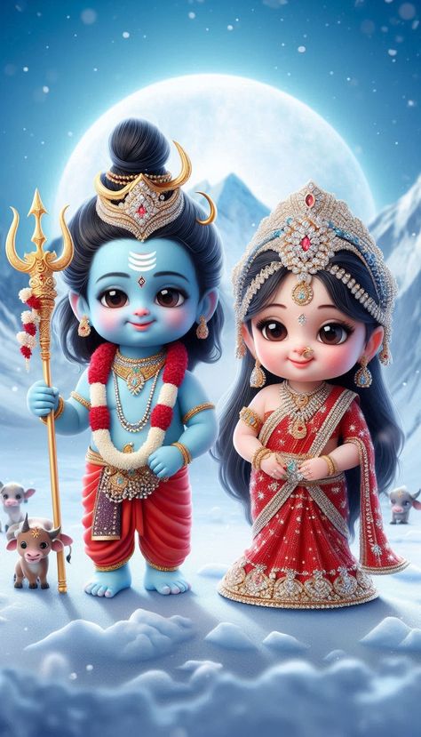 Shiv Parvati Cute Images, Mahadev Parvati Photo, Cute Shiv Ji, Mere Mahadev, God Pics, Shiv Parvati, Bhole Baba, Shiv Shakti, Cartoon Love Photo