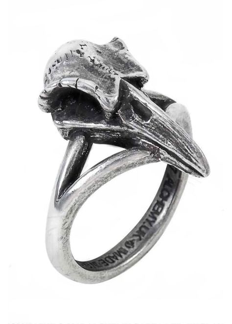 Gothic Jewelry Rings, Alchemy Gothic Jewelry, Skull Wedding Ring, Gothic Engagement Ring, Pewter Ring, Skull Engagement Ring, Alchemy Gothic, Crow Skull, Pewter Jewelry