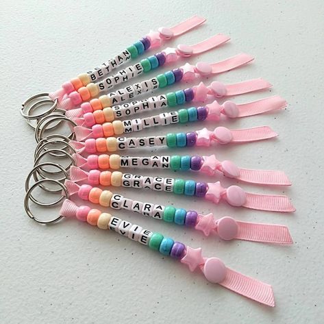 Pastel Multi Coloured Keychain, Personalised Beaded Keyring, Handmade, End of Term, School Teacher Class Gift, Book Bag Lunch Bag Name Label - Etsy Planner Pouch, Pink Names, Planner Diary, Bag Names, Name Label, Diary Book, May Designs, Bag Lunch, End Of Term