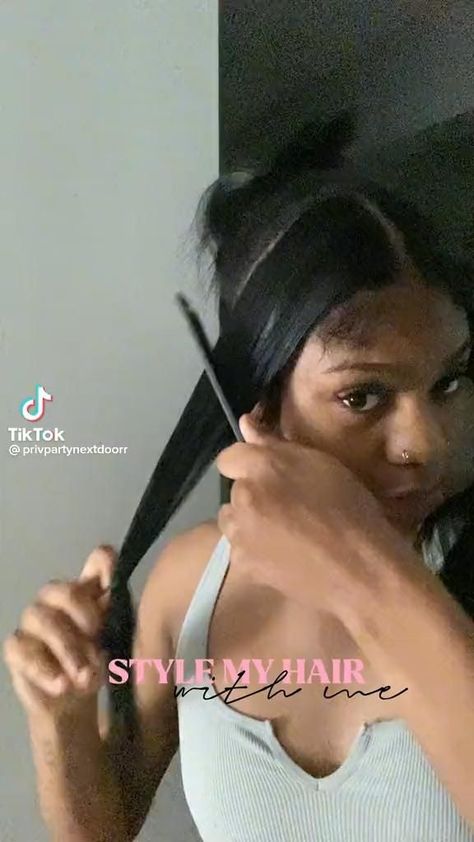 Flat Ironed Black Hairstyles, Hairstyle For Straightened Hair, Black Hairstyles With Straight Hair, Hairstyles With Flat Ironed Hair, 4b Straightened Hairstyles, Hairstyle To Do With Straight Hair, Ways To Style Your Silk Press, Hairstyle For Silk Press Hair, Baddie Silk Press Hairstyle