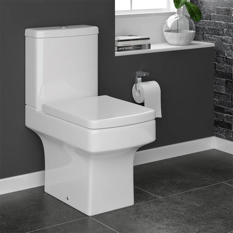 Toilet Seats Ideas, Ceramic Pan, Downstairs Wc, Square Toilet, Cloakroom Toilet, Space Bathroom, Small Space Bathroom, Angular Design, Dual Flush Toilet