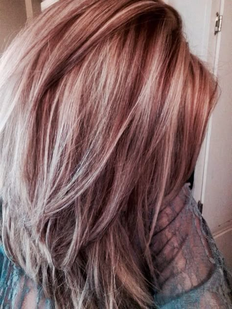 Lowlights For Fall, Fall Blonde Hair Color Balayage, Red Lowlights, Blonde With Red, Blonde Hair Color Balayage, Red And Blonde Hair, Red Hair With Blonde, Red And Blonde, Red Hair With Blonde Highlights