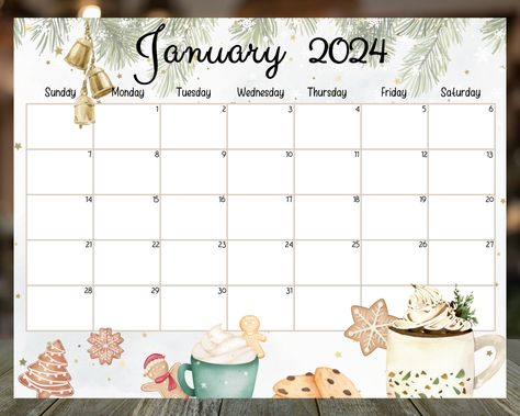 January 2024 Calendar, Work Calendar, Calendar January, January Bullet Journal, 2024 Planner, Kids Schedule, Sweet Drinks, 2024 Calendar, January 2024