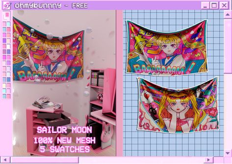 𝙵𝚁𝙴𝙴 ♡ 𝚂𝙰𝙸𝙻𝙾𝚁 𝙼𝙾𝙾𝙽 Sailor Moon Items, Los Sims 4 Mods, Sims 4 Decor, Sims 4 Traits, Sims 4 Family, Sims Packs, Sims 4 Bedroom, Furniture Cc, Moon Tapestry