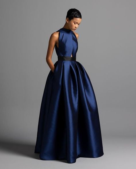 Long Unique Dresses, Navy Evening Gown, Satin Skirt Outfit, Tulle Skirts Outfit, Rami Al Ali, Voluminous Skirt, Classy Wedding Dress, Dress Alterations, Womens Wedding Dresses