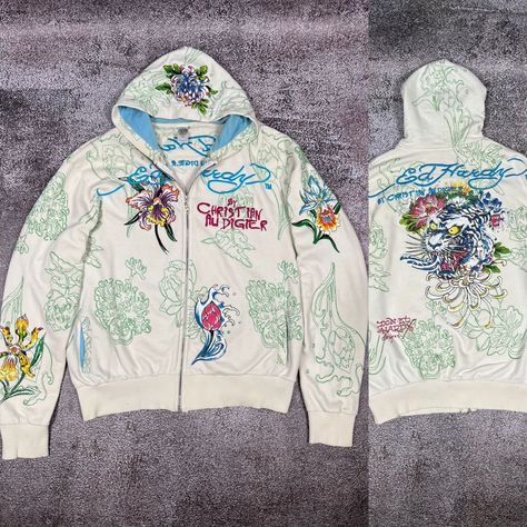 Ed Hardy by Christian Audigier floral zip hoodie y2k Japan Ed Hardy Zip Up, Y2k Japan, Bday Wishlist, Hoodie Y2k, Floral Hoodie, Christian Audigier, Youtube Logo, Men's Tops, Ed Hardy