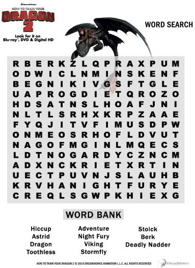 How to Train Your Dragon 2 Word Search Movie Word Search, Toothless Party, Dragon Birthday Parties, Dragon Birthday, Dragon Coloring Page, Dragon Party, Dragon Trainer, Dragon 2, Train Your Dragon