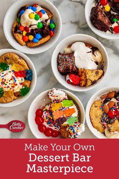 When it comes to crowd-pleasing desserts, selecting the perfect one is always a tough decision. That’s the beauty of Betty’s build-your-own dessert bar, you don’t have to choose just one! No one is boxed in when customizable sweet treats are on the menu. And even better, Betty’s irresistible dessert mixes make it easy to assemble. Appetizer Soup, Salad Protein, Dessert Crepes, Five Course Meal, Desert Bar, Fruit Platters, Protein Cake, Cereal Bar, Clam Recipes