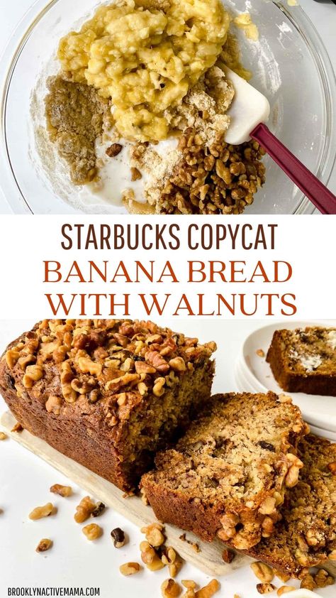 Starbucks Banana Bread Recipe, Banana Bread With Walnuts, Starbucks Banana, Starbucks Banana Bread, Walnut Bread Recipe, Banana Nut Bread Recipe, Banana Walnut Bread, Nut Bread Recipe, Homemade Banana Bread