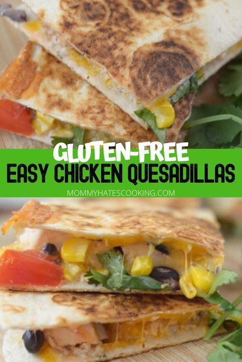 Chicken and Corn Salsa Quesadillas make for a delicious way to do dinner in a pinch. They are packed with veggies, meat, and cheese! #GlutenFree #Chicken #Quesadilla Gluten Free Chicken Quesadillas, Gluten Free Quesadilla, Chicken And Corn, Chicken Quesadilla Recipe, Chicken Corn, Gluten Free Appetizers, Corn Salsa, Feel Good Food, Chicken Quesadillas