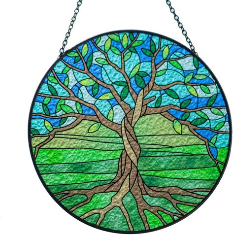 Amazon.com: Poranlem Tree of Life Stained Glass Window Hanging Panels Indoor Plant Suncatchers Wall Decor Bedroom Ornament Art Craft Gift : Patio, Lawn & Garden Hanging Suncatchers, Stained Glass Window Hanging, Cute Cartoon Drawings, Window Hanging, Stained Glass Windows, Wall Decor Bedroom, Tree Of Life, Suncatchers, Craft Gifts