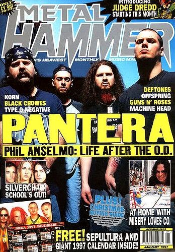 Pantera* Jan/1997 Metal Hammer magazine cover Metal Hammer Magazine, Pantera Band, Phil Anselmo, Dimebag Darrell, Famous Musicians, Heavy Metal Rock, Cool Magazine, Metal Magazine, Love And Co