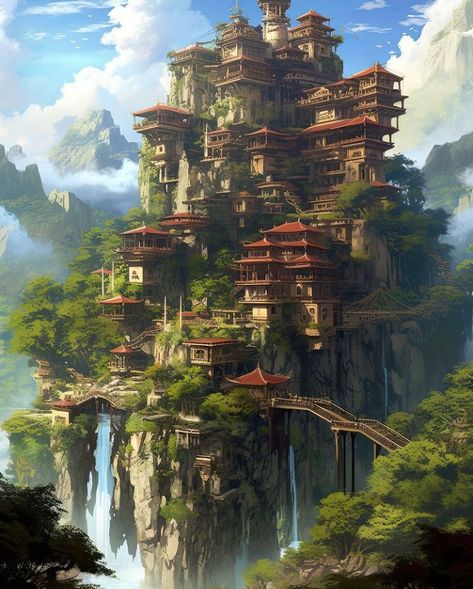 Mountain Arch, Fantasy Life, Heaven Art, Rpg Map, Location Inspiration, Landscape Concept, Fantasy Homes, Fantasy City, Fantasy Castle