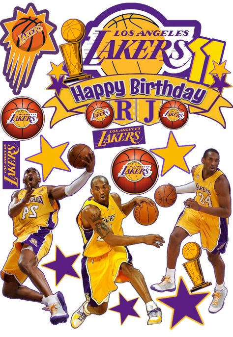 Basketball Cake Topper Printable Lakers, Lebron James Cake Topper Printable, Lakers Cake Topper Free Printable, Basketball Toppers Printable, Lakers Cake Topper Printable, Lakers Cake Topper, Lakers Cake, Happy Birthday Basketball, Toppers Basketball