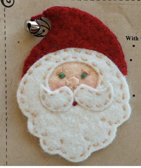 Santa Felt Ornament, Candy Cane Felt Ornaments, Fabric Christmas Ornaments Patterns Free, Felt Santa Ornament, Felt Ornament Patterns Free Printable, Felt Animal Patterns Free Printables, Santa Ornaments Diy, Primitive Christmas Ornaments, Christmas Decorations Sewing