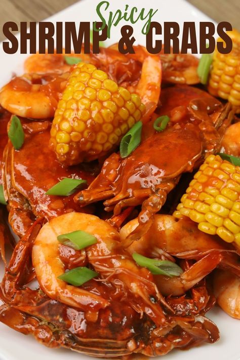 Boiled Crab, Crab Seafood Boil, Crab And Corn, Chili Crab, Spicy Garlic Shrimp, Seafood Recipe, Sauteed Shrimp, Crab Recipes, Seafood Boil