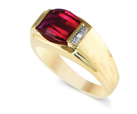 14K Yellow Gold Men's Ruby Rings Ring Design For Men, Rings Emerald Cut, Ruby Gold Ring, Mens Ruby Ring, Gold Ring Design, Rings Emerald, Blue Wedding Rings, Diamond Wedding Anniversary, Ruby Wedding Rings