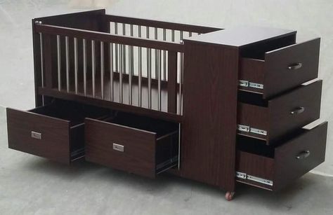 Baby Cots Design, Baby Cot Ideas, Nursery Station, Cot With Storage, Baby Cupboard, Wooden Baby Cot, Baby Bedside Sleeper, Baby Crib Designs, Wooden Baby Crib