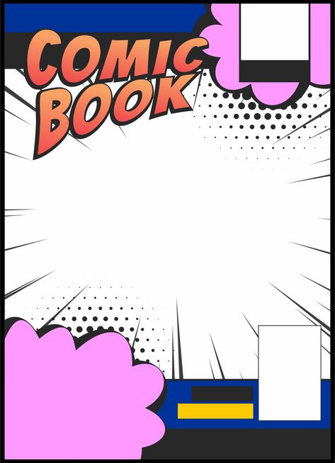 Make Your Own Comic Book Free Printable, Pop Art Book Cover, Comic Front Cover, Comic Book Cover Template, Comic Book Template Free Printable, Comic Book Cover Ideas, Blank Comic Book Pages, Blank Book Cover, Comic Strip Template