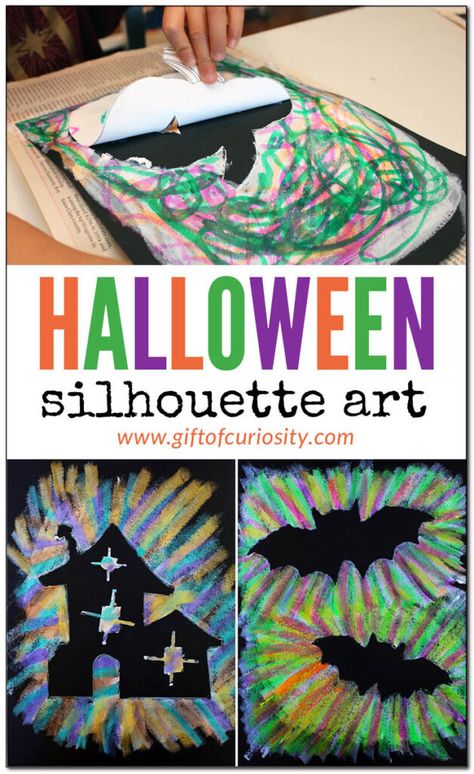 Art Plastique Halloween, Halloween Silhouette, Halloween Art Projects, Free Printable Halloween, Halloween Crafts Preschool, October Crafts, Halloween Arts And Crafts, Halloween Classroom, Fun Halloween Crafts