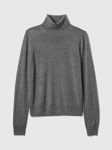 Merino Turtleneck Sweater | Gap Soft Wool Sweater, 2024 Wardrobe, Sweater Turtleneck, Gray Sweater, September 2024, Soft Wool, Wool Sweater, Wool Sweaters, Grey Sweater