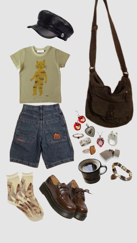 offbeat outfit inspo 3 Clutter Core Outfits, Artistcore Outfits, Trinketcore Outfit, Dazecore Outfit, Granny Core Outfits, Retrocore Outfits, Artsy Summer Outfit, Plus Size Aesthetic Outfits, Indie Outfit Inspo