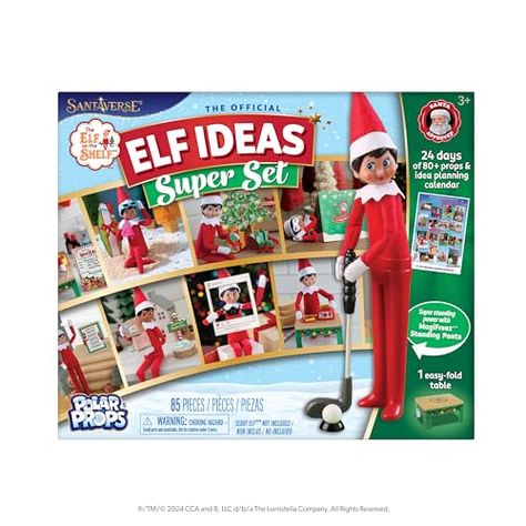 The Elf on the Shelf 24-Day Super Set - Official The Elf on the Shelf Ideas for 24 Days of Elf Magic - 80+ Props, MagiFreez Standing Pants and Planning Calendar - For Ages 3 Years and Above Elf Kit Ideas, Cute Diaper Bags, Elf Magic, Elf Props, Cats Pictures, Xmas Elf, The Elf On The Shelf, Planning Calendar, Elf Fun