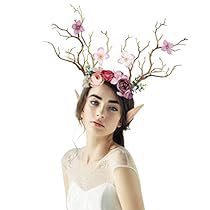 Flower Antlers, Pixie Ears, Elf Costumes, Antler Flower, Deer Headband, Woodland Crown, Fairy Ears, Hair Charms, Antler Headband