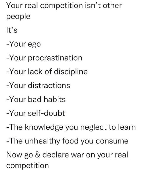 Your real competition isn't other peopleBillionaire's Mindset...... Competition Mindset, Competition Motivation, 2025 Vision, Other People, Fails, Knowing You, Vision Board, Meant To Be, Poetry