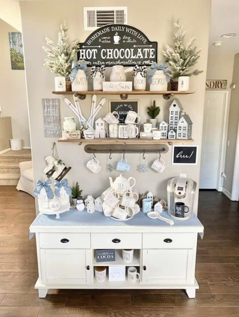 Farm Store Decor, Coffee Cabinet, Coffee Bar Ideas, Farmhouse Coffee Bar, Coffee Bar Design, Home Coffee Stations, Coffee Bars In Kitchen, Coffee Stands, Coffee Bar Home