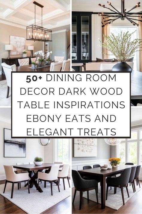 🍽️🌟 Attention, dining aficionados and decor devotees! Ready to turn your dining room into a feast for the eyes that rivals the delicacies on your plate? We've polished up 50+ dining room decor dark wood Black And Wood Dining Room Ideas, Dining Room Table With Dark Wood Floors, Dining Room Decor Dark Wood Table, Dining Room With Dark Table, Dining Room Decor Dark, Room Decor Dark Wood, Dark Wood Dining Table Decor, Black Dining Table Decor Ideas, Wood Dining Table Decor