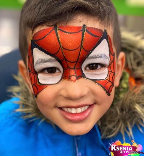 Easy Spiderman Face Paint, Masks Diy Kids, Spider Man Face Paint, Alice In Wonderland Fancy Dress, Kids Spiderman Costume, Easy Face Painting Designs, Animal Face Paintings, Spiderman Face, Spider Man Into The Spider Verse