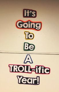 Trolls Bulletin Board Ideas, Trolls Classroom Theme, Rainbow Theme Classroom, Writing Activities For Preschoolers, Classroom Boards, College Bulletin Boards, Preschool Decor, Teacher Classroom Decorations, Kindergarten Rocks