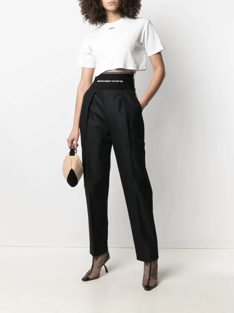 Alexander Wang Outfit, Women Pants Outfit, Alexander Wang Pants, Androgynous Style, Trouser Outfit, Exposed Zipper, Straight Leg Trousers, Boss Lady, Pants Outfit