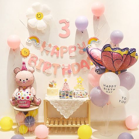 INS Baby Girl Birthday Party Butterfly Balloon Kit First Burthday Pink Balloon Set Cat Balloon Birthday Party Butterfly, Cat Balloon, Baby Girl Birthday Party, Butterfly Balloon, Balloon Light, Bobo Balloon, Cat Balloons, Butterfly Balloons, Daisy Birthday